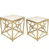S/2 Gold Metal/Mirror Nesting Tables