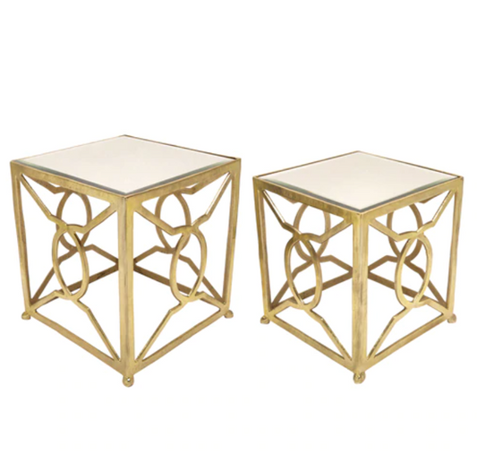 S/2 Gold Metal/Mirror Nesting Tables