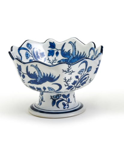 Blue & White Footed Bowl