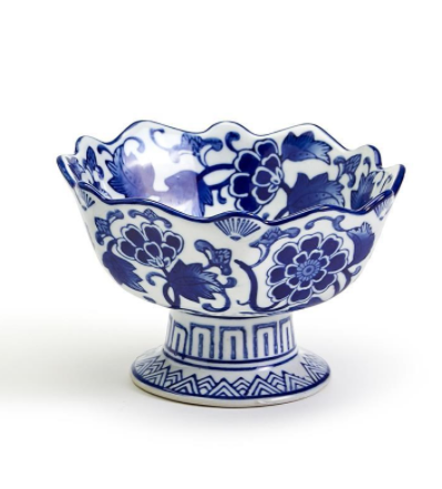Blue & White Footed Bowl