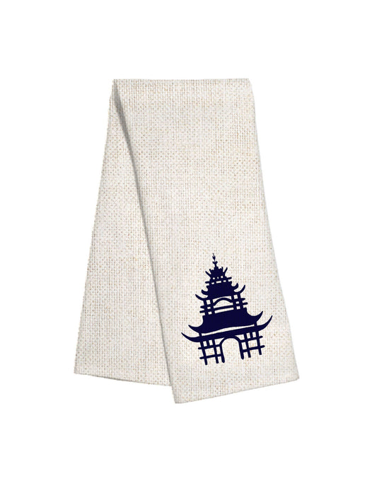 Navy Pagoda Linen Towel