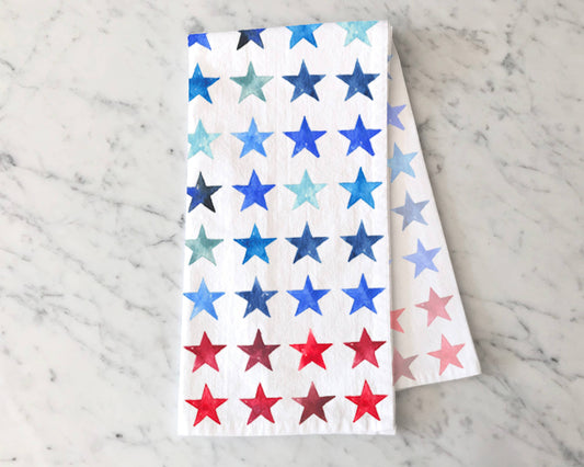 Red & Blue Stars Tea Towel