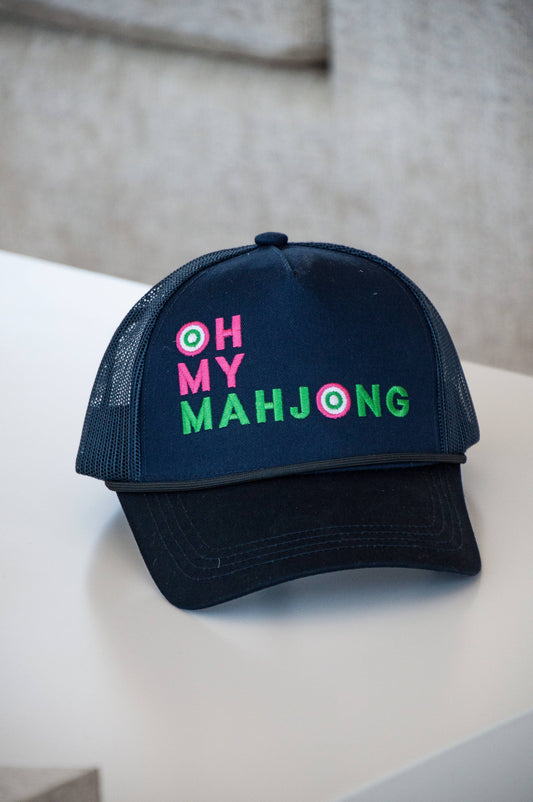 Navy Stitched Oh My Mahjong Hat