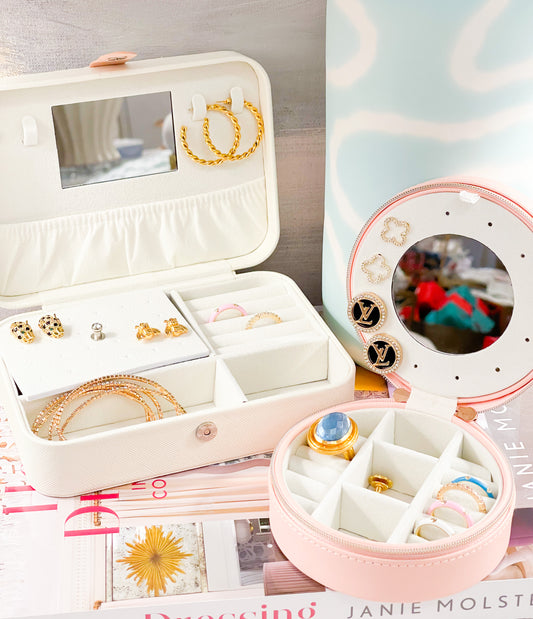 Olivia Round Jewelry Box in Pink